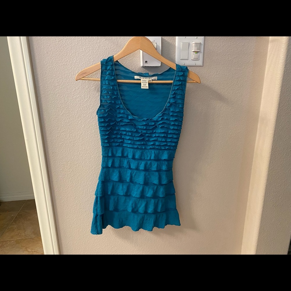 Max studio xs semi sheer teal top